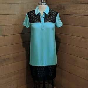silk crepe and lace shirt dress